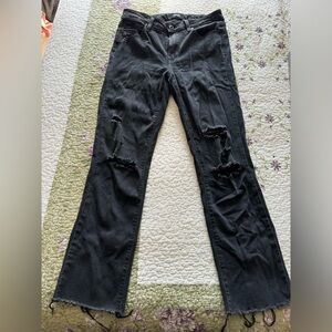 PAIGE Black Straight  Leg Distressed Jean- Size 27
